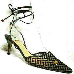 Louis Vuitton Mesh Damier Lace Up Pumps Brown 6.5